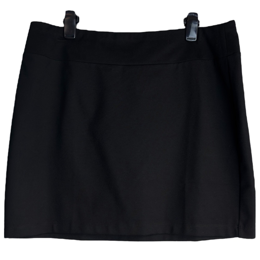 Eileen Fisher XL Black Mini Skirt Doubleknit Flex Ponte Fabric NWT‎